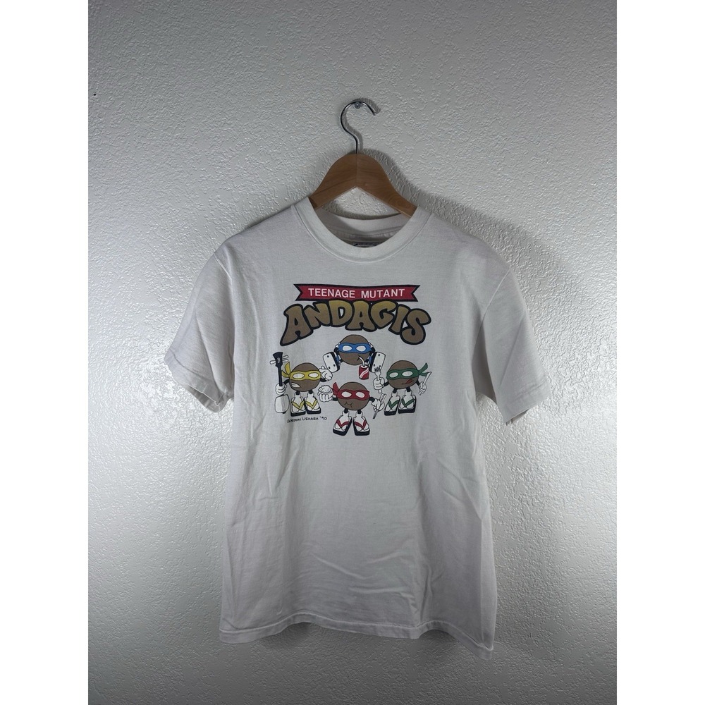 Vintage 1990 Teenage Mutant Andagis T-Shirt Men's Medium White Hanes Beefy